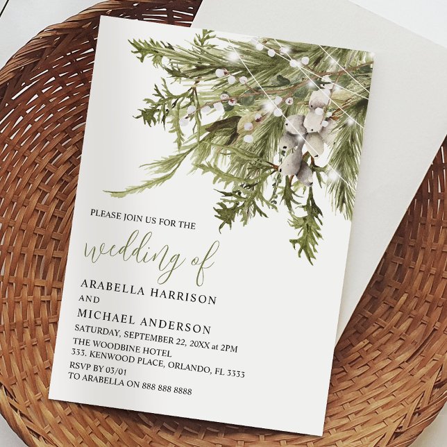 Invitación Boda soñadora boho acuarela de invierno (Subido por el creador)