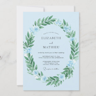 Invitación Boda soñadora de primavera azul azur
