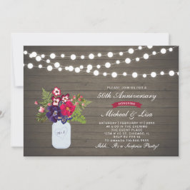 Invitación Boda Sorpresa Aniversario de Madera Rústica 50º