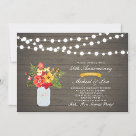 Invitación Boda Sorpresa Aniversario de Madera Rústica 50º