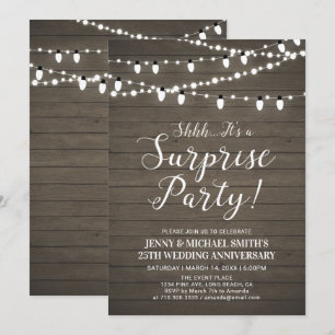 Invitación Boda Sorpresa Aniversario Fiesta de Madera Rústica