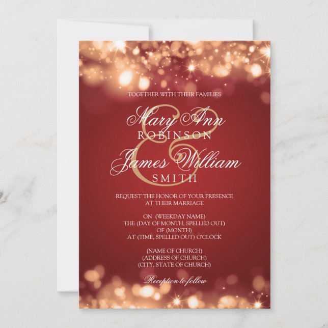 Invitación Boda Sparkling Lights Gold (Anverso)