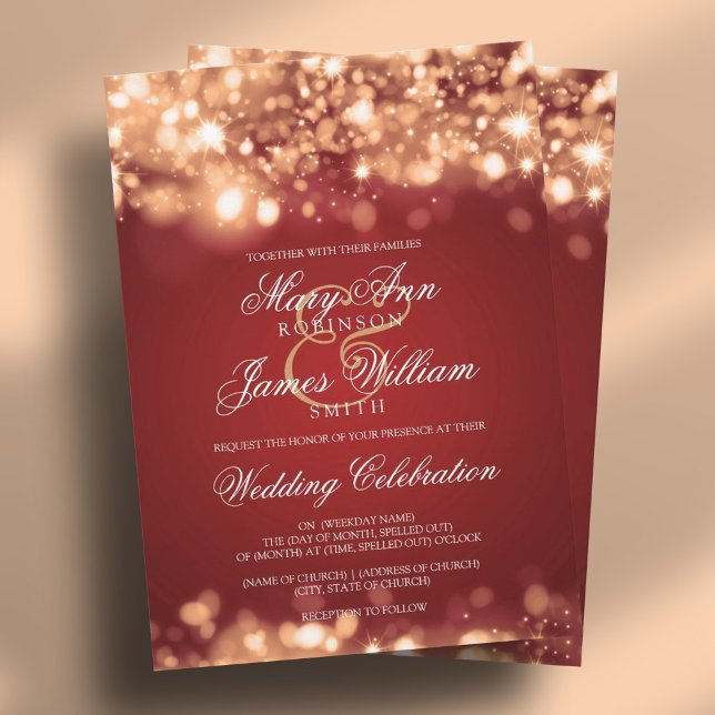 Invitación Boda Sparkling Lights Gold (Wedding Sparkling Lights Gold Invitation)