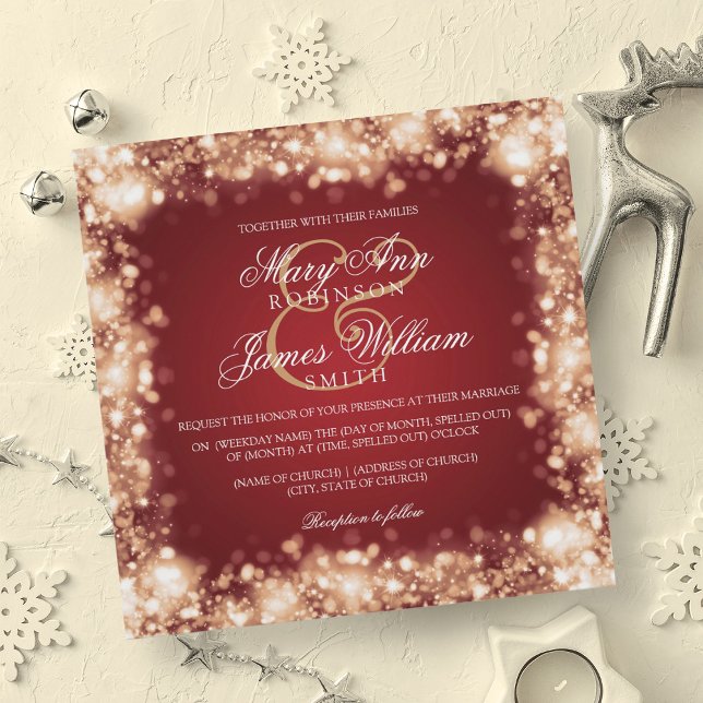 Invitación Boda Sparkling Lights Gold (Wedding Sparkling Lights Gold Invitation)
