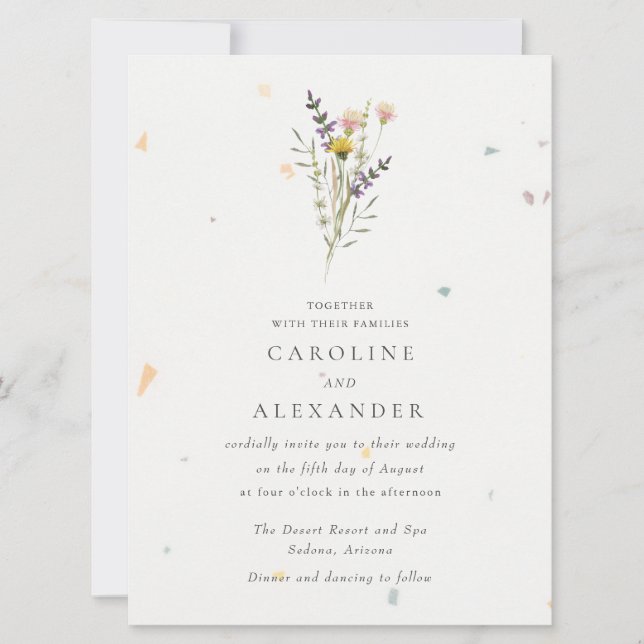 Invitación Boda Speckletone Floral Floral Garden (Anverso)