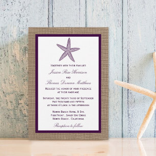 Invitación Boda Starfish Burlap Beach   Elegir su color