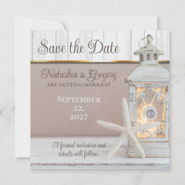 Invitación Boda Starfish de la linterna de la playa salva la 