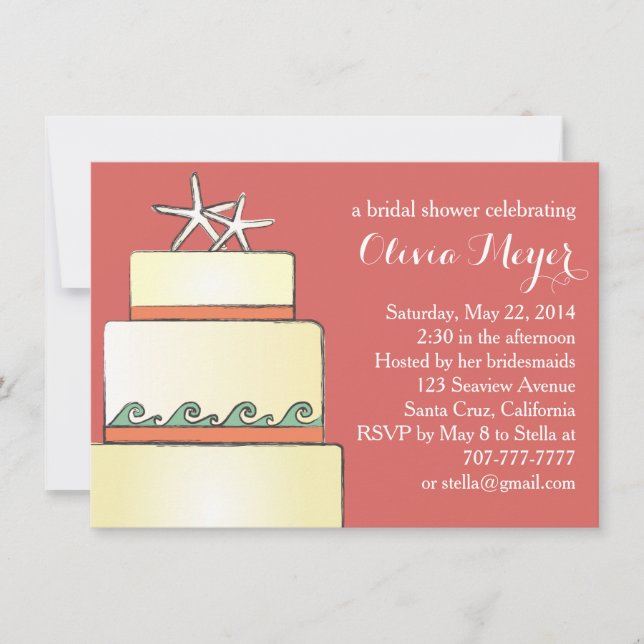 Invitación Boda Starfish Ducha nupcial invita a Coral (Anverso)