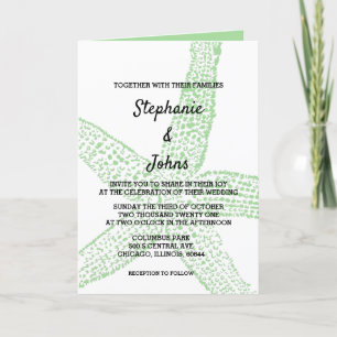 Invitación Boda Starfish Nautical Sage Green White 2024