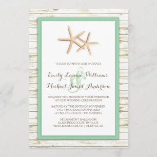 Invitación Boda Starfish Whitewashed Wood Beach - Casa