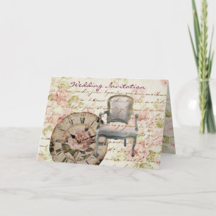 Invitación Boda steampunk floral de rosa rosa vintage