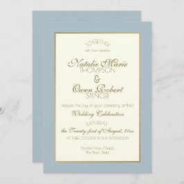 Invitación Boda Steel Blue and Gold