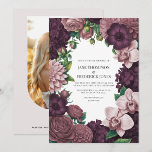 Invitación Boda Storm Plum, Graphite Rose y Antique Blush