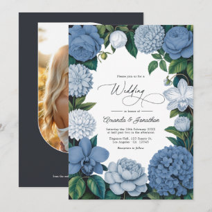 Invitación Boda Stormy Blue, Steel Mist & Winter Pearl