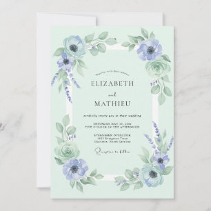 Invitación Boda Suave de Menta en Primavera