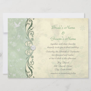 Invitación Boda suave de primavera floral amarilla y verde