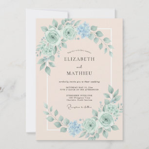 Invitación Boda Suave de Verde Menta en Primavera