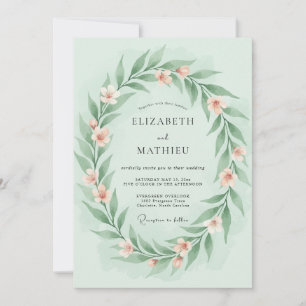 Invitación Boda Suave de Verde Menta en Primavera