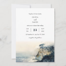 Invitación Boda suave en la playa de Misty Coastal Cliff Morn
