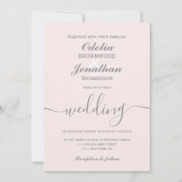 Invitación Boda suave y elegante sencillo de color rosa
