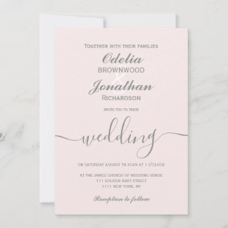 Invitación Boda suave y elegante sencillo de color rosa