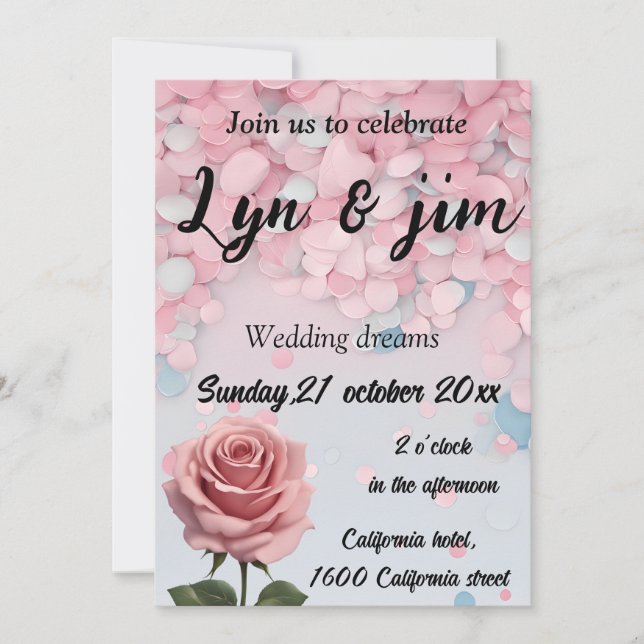 Invitación Boda suave y fresco (Anverso)