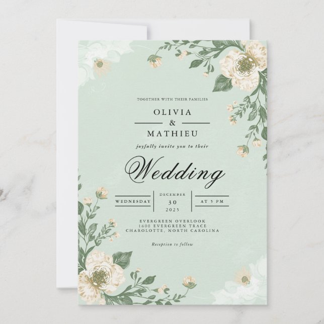 Invitación Boda suavemente dulce de sabor botánico (Anverso)
