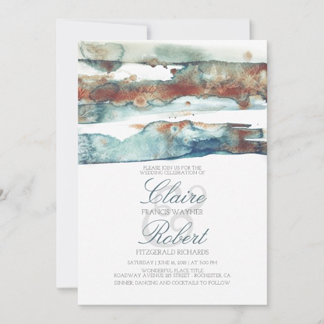 Invitación Boda subacuática del chapoteo de la acuarela de la (Anverso)