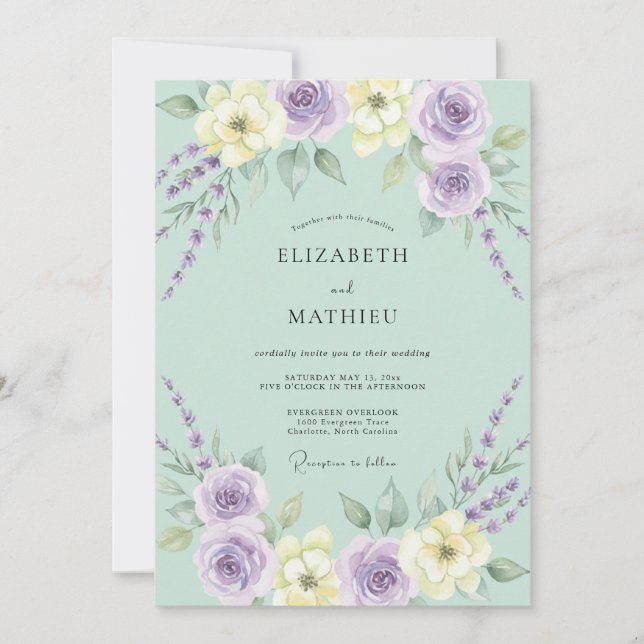 Invitación Boda Sublime de Verde Menta en Primavera (Anverso)