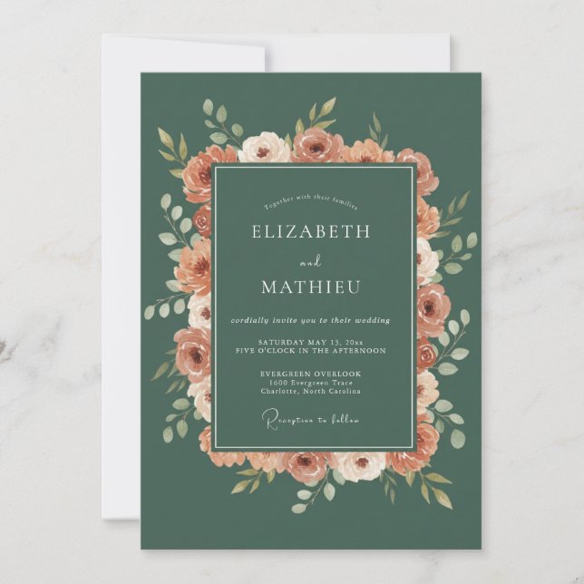 Invitación Boda sublime del bosque en verde salvia (Anverso)