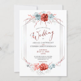 Invitación Boda Sucultor Floral de Coral Geométrico