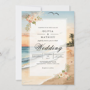 Invitación Boda Sunset Beach Bloom Romance