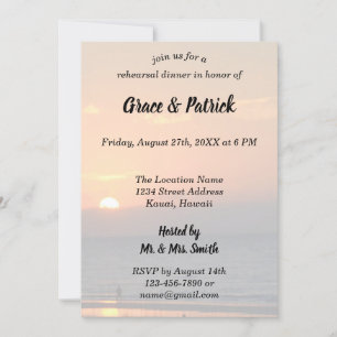 Invitación Boda Sunset con Palm Tree Silhouette Beach Scene