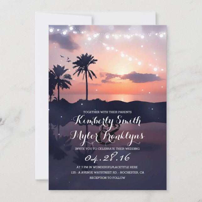 Invitación Boda Sunset de las Palmas de la Playa de las luces (Anverso)