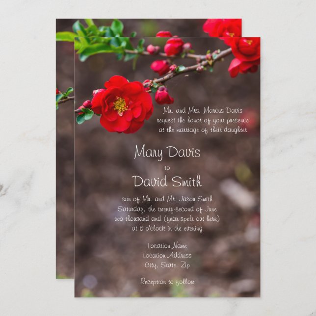 Invitación Boda superior de cartón (Anverso / Reverso)
