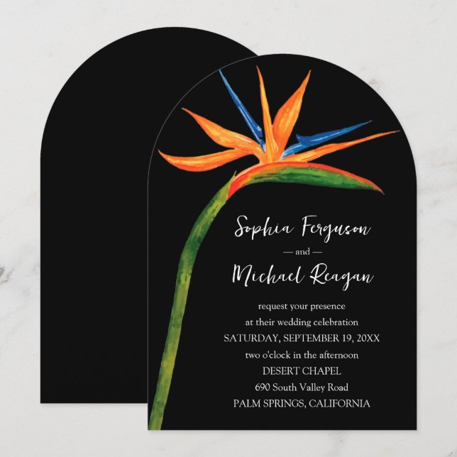 Invitación Boda superior del Paraíso Arch (Anverso / Reverso)