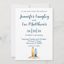 Invitación Boda Surfboard de color agua
