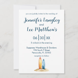 Invitación Boda Surfboard de color agua