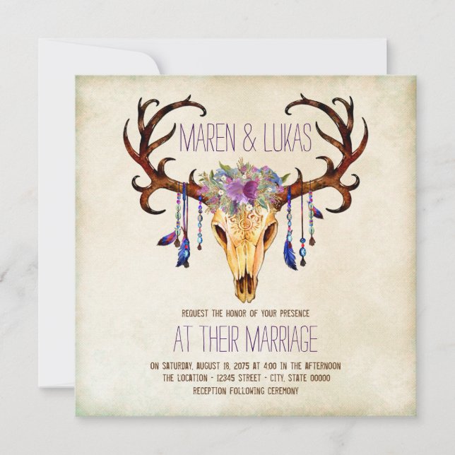 Invitación Boda Suroeste de Cuerno de Venado (Anverso)