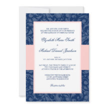 Boda Swirl Navy Blue y Rubor Pink Damask