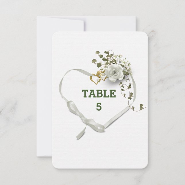 Invitación Boda Tabletop Corazón de cinta blanca (Anverso)