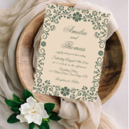 Invitación Boda Talavera Verde Beige 