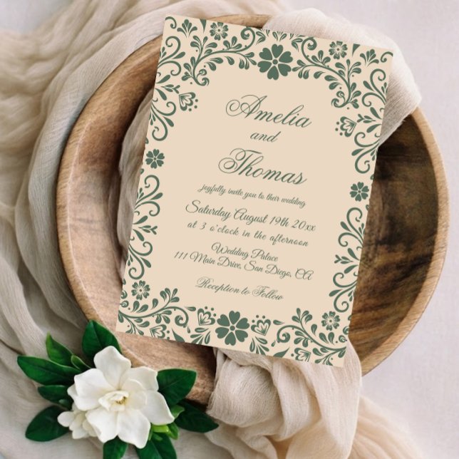 Invitación Boda Talavera Verde Beige  (Subido por el creador)