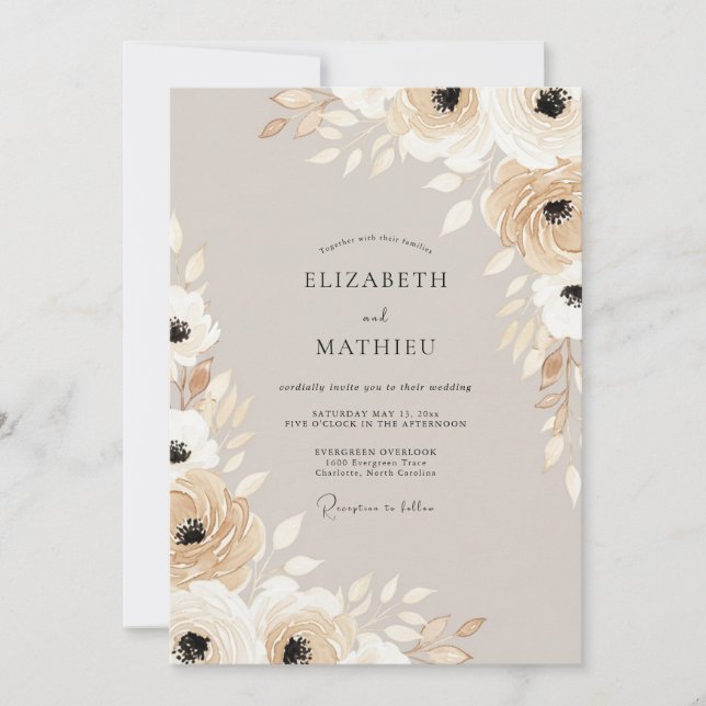 Invitación Boda Tan Bloom (Anverso)