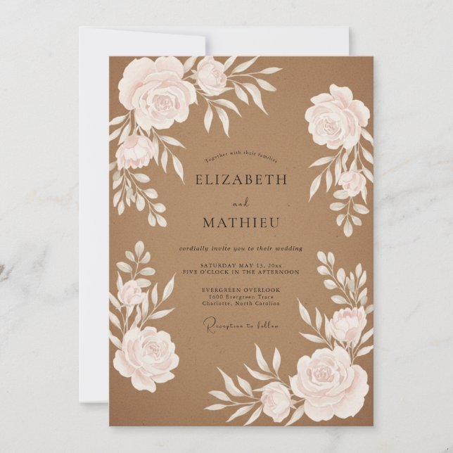 Invitación Boda Tan Ranunculus Gris Eucalipto (Anverso)