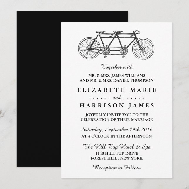 Invitación Boda Tandem Bicycle (Anverso / Reverso)