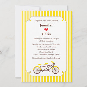 Invitación Boda Tandem Bike (franjas amarillas)