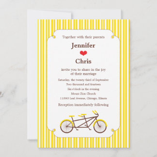 Invitación Boda Tandem Bike (franjas amarillas)