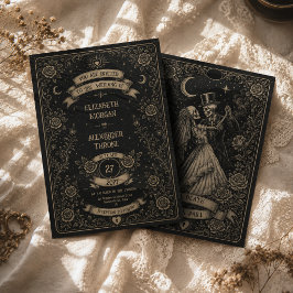 Invitación Boda Tarot Gótico Negro Hasta que la Muerte nos Se