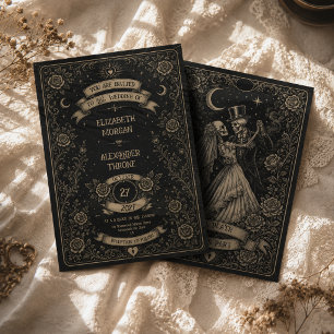 Invitación Boda Tarot Gótico Negro Hasta que la Muerte nos Se